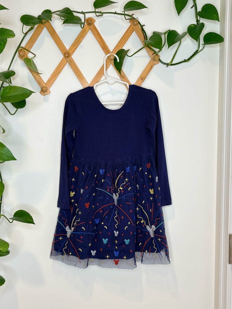 Hanna Andersson Disney Mickey Mouse Fireworks Blue Tulle Dress